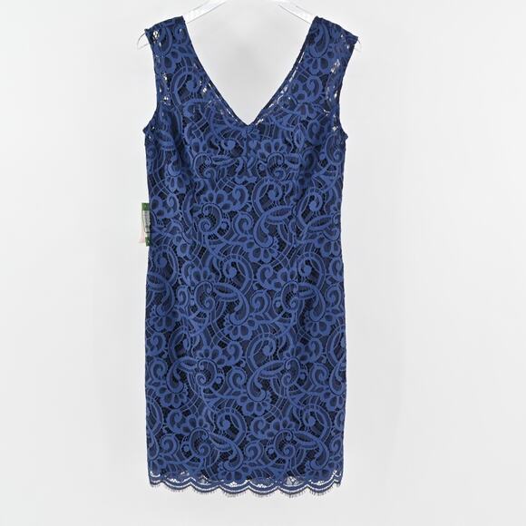 LILLY PULITZER Rosaline About Face Lace Dress Size 12 Blue Cap Sleeve V Neck NEW - Picture 2 of 14